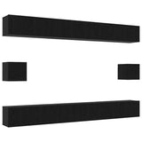 TV Cabinet Set Wall-mounted 8 pcs Black Oak Engineered Wood 3332586