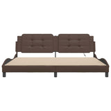 Bed Frame with LED without Mattress "Zadar" Brown 200x200 cm 3214133