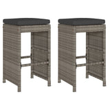 Garden Bar Stools with Cushions 2 pcs Grey Poly Rattan 368687