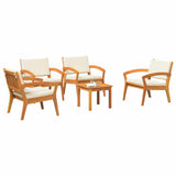 Bistro Set with Cushion 5 pcs Brown Polyester 3328619