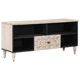 TV Cabinet with Shelf White 100 x 33.5 x 46 cm Solid Mango Wood 4018384