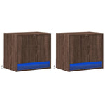 ZNTS Wall-mounted Bedside Cabinets with LED Lights 2 pcs Brown Oak 852088