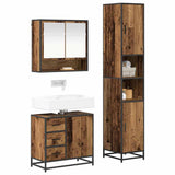 Bathroom Furniture Set with Door 3 pcs Old Wood Engineered Wood 3402548