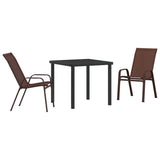 Garden Dining Set 3 pcs Brown and Black Powder-coated Steel 3379128