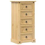 ZNTS Bedside Cabinet Corona 53x39x103 cm Solid Wood Pine 4005661