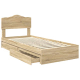 Storage Bed with Drawer Sonoma Oak 90 x 190 cm Engineered Wood 3413140