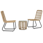 3 Piece Bistro Set Poly Rattan Oak 48583