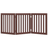 Dog Gate Foldable 3 Panels Brown 150 cm Poplar Wood 352260