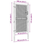 ZNTS Mesh Garden Gate Galvanised Steel 100x225 cm Grey 145774