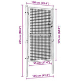 ZNTS Mesh Garden Gate Galvanised Steel 100x225 cm Grey 145774