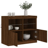 Sideboard with LED Lights Brown Oak 81x37x67 cm 836664