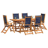 7 Piece Garden Dining Set Solid Wood Acacia and Textilene 3279311