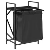 Laundry Basket 1 Compartment with Shelf Black Oak 859070