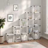 Storage Cube Organiser with 15 Cubes and Doors Transparent PP 340553