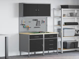 Work Cabinet with Drawer 5 pcs Black Engineered Wood and Steel 3321424
