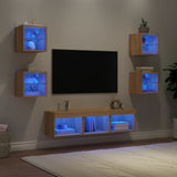 7 Piece TV Wall Units with LED Sonoma Oak Engineered Wood 3216585