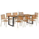 Garden Dining Set 9 pcs Beige Solid Acacia Wood 3365471