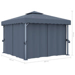Gazebo with Curtain&LED String Lights 3x3 m Anthracite 3070347