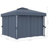 Gazebo with Curtain&LED String Lights 3x3 m Anthracite 3070347