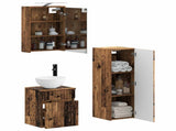 Bathroom Furniture Set 4 pcs Old Wood Engineered Wood and Glass 3407469