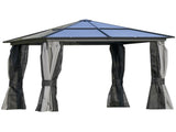 3 x 3 Hardtop Canopy with Polycarbonate Roof, Aluminium Frame, Permanent Pavilion Garden T3398P320050