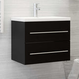 Sink Cabinet with Built-in Basin Black Engineered Wood 3099042