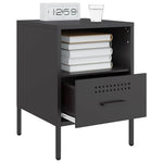 ZNTS Bedside Cabinet Black 36x39x50.5 cm Steel 843054