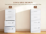 Four-Drawer Lockable Filing Cabinet - White Wood Effect T3398P425001