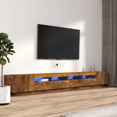 3 Piece TV Cabinet Set with LED Lights Smoked Oak Engineered Wood 3120176