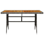 Garden Table Grey 130x70x72 cm Poly Rattan & Solid Acacia Wood 318696