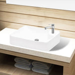 ZNTS Ceramic Bathroom Sink Basin with Faucet Hole White 141934