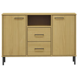 Sideboard with Metal Legs Brown 113x40x77 cm Solid Wood OSLO 351018