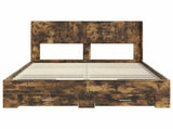Bed Frame with Storage and Headboard Smoked Oak 135 x 190 cm 3414479