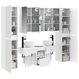 Bathroom Furniture Set 6 pcs White Engineered Wood and Glass 3407183
