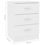 ZNTS Bedside Cabinet White 38x35x56 cm Engineered Wood 800450