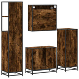 4 Piece Bathroom Furniture Set Smoked Oak Engineered Wood 3301297