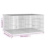 2-Panel Rabbit Cage 110x79x54 cm Galvanised Iron 171568