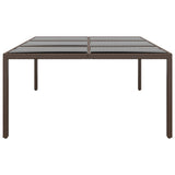 Garden Table with Glass Top Brown 200x150x75 cm Rattan 310589
