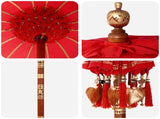 Parasol with Base Red 95 x 95 x 260 cm Cotton and Wood 3356912