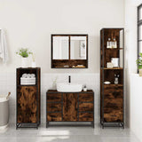 3 Piece Bathroom Furniture Set Smoked Oak Engineered Wood 3301172