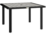 Square Garden Dining Table with 5.4cm Parasol Hole, Slatted Top, Metal Frame, 86 x 86 x 71 cm, Light T3398P322120