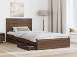 Bed Frame with Drawer Brown Oak 90 x 190 cm Engineer Wood 3411165