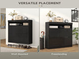 16 Shoe Pair Storage Cabinet, with Flip Doors - High Gloss Black T3398P343168