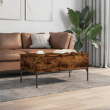 ZNTS Coffee Table Smoked Oak 100x50x45 cm Engineered Wood and Metal 845413