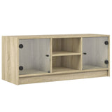 TV Cabinet with Glass Doors Sonoma Oak 102x37x42 cm 836373