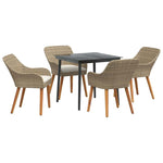 Garden Dining Set with Cushion 5 pcs Beige Poly Rattan 3261692