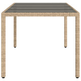 Garden Table with Glass Top Beige 190x90x75 cm Poly Rattan 365539