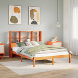 Bookcase Bed without Mattress Wax Brown 120x190 cm Small Double Solid Wood Pine 3321599