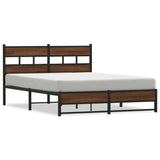 Metal Bed Frame without Mattress Brown Oak 160x200 cm 4017329