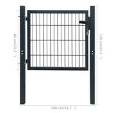 2D Fence Gate Anthracite Grey 100x80 cm 141740